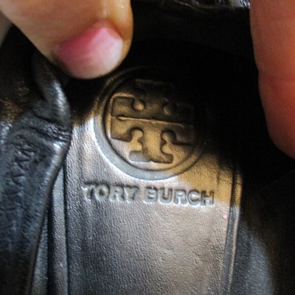 TORY BURCH REVA Leather Ballet Flats Slip On Shoes 7.5 LEOPARD Signature - Picture 4 of 7